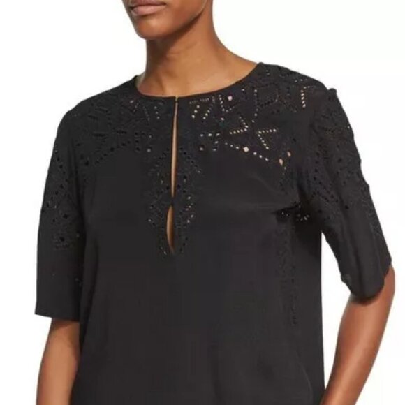 Theory Antazie E2 Ghost Crepe Eyelet Top Black – XS - Picture 5 of 16
